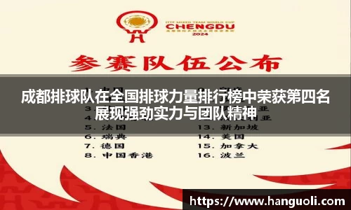成都排球队在全国排球力量排行榜中荣获第四名展现强劲实力与团队精神